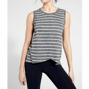 Athleta 100%  Linen Tulip Hem Striped Tank - M